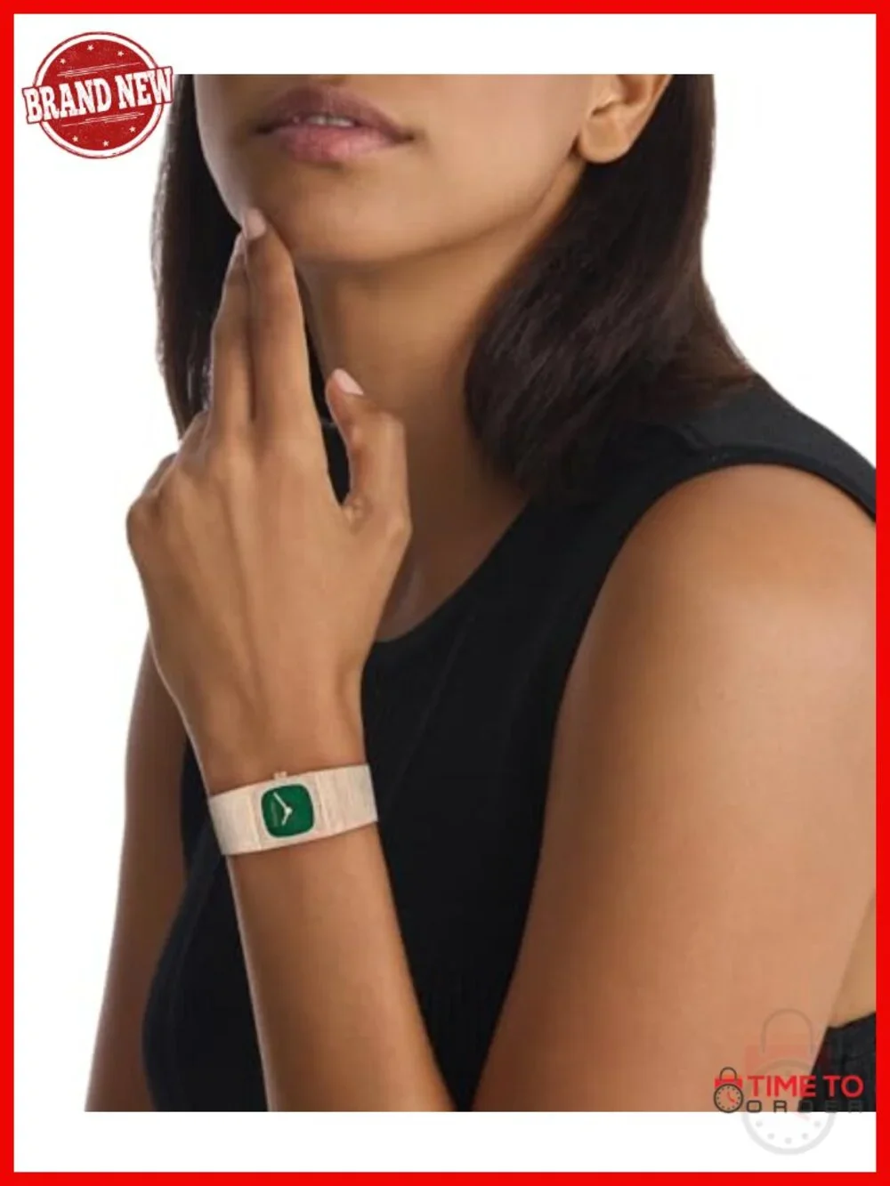 Mini Square Quartz Watch with Mesh Bracelet, Textured Dial, 30m Water Resistant